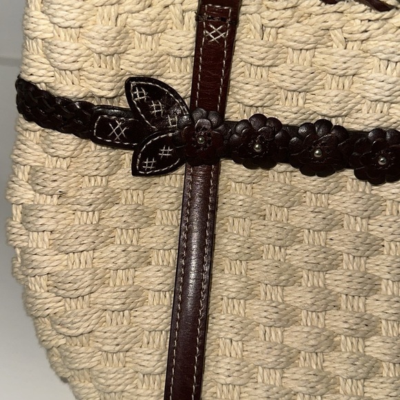 Brighton Woven and Leather Shoulder Bag With Heart Pendant And Floral Accent - Picture 2 of 7